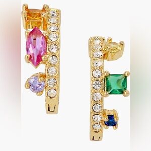 Kurt Geiger Multi Stone Cz Hoop Earrings NWT and dust bag
